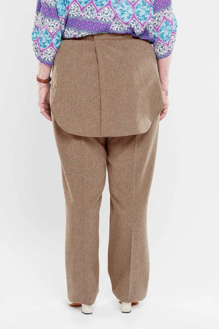 Adaptive Open Back Melange Texture Pants - Cocoa