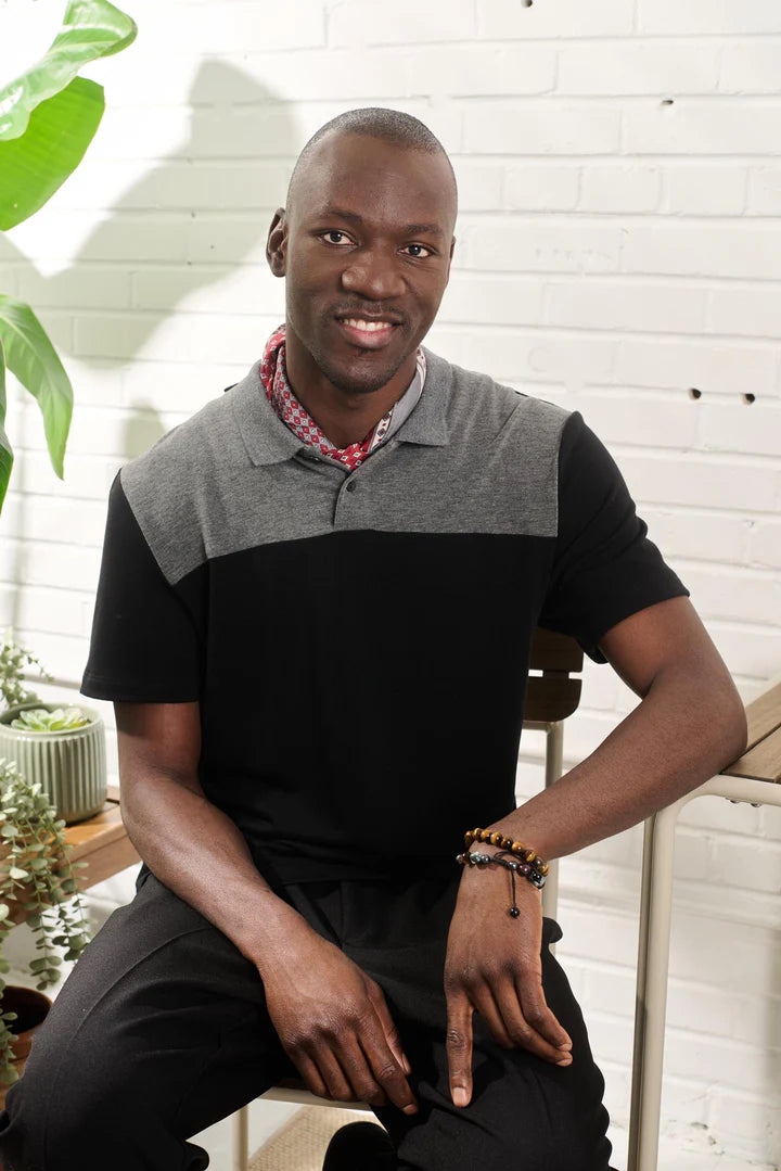 Adaptive Polo With Short Sleeves - Black/Grey