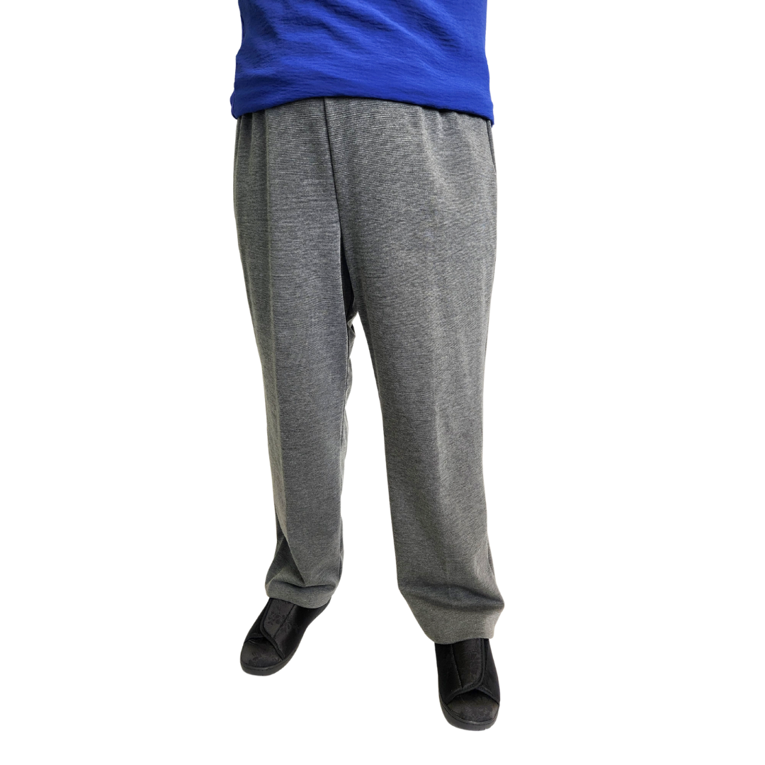 Women Elastic waist adaptive pants with pockets, Snap Closure, Colour Grey,  Size 3X-Large
