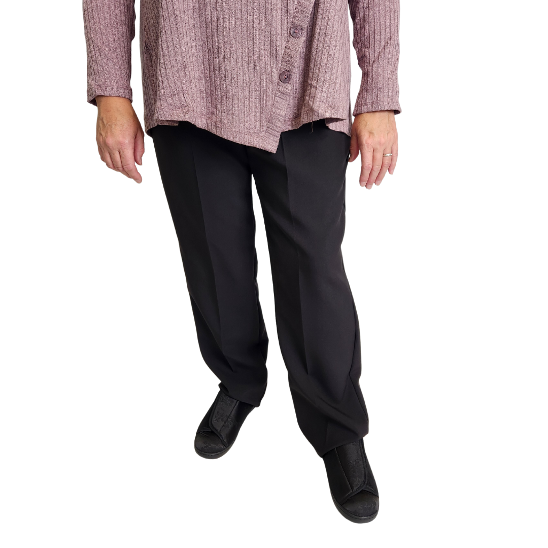 Adaptive Open Back Gabardine Pants - Black