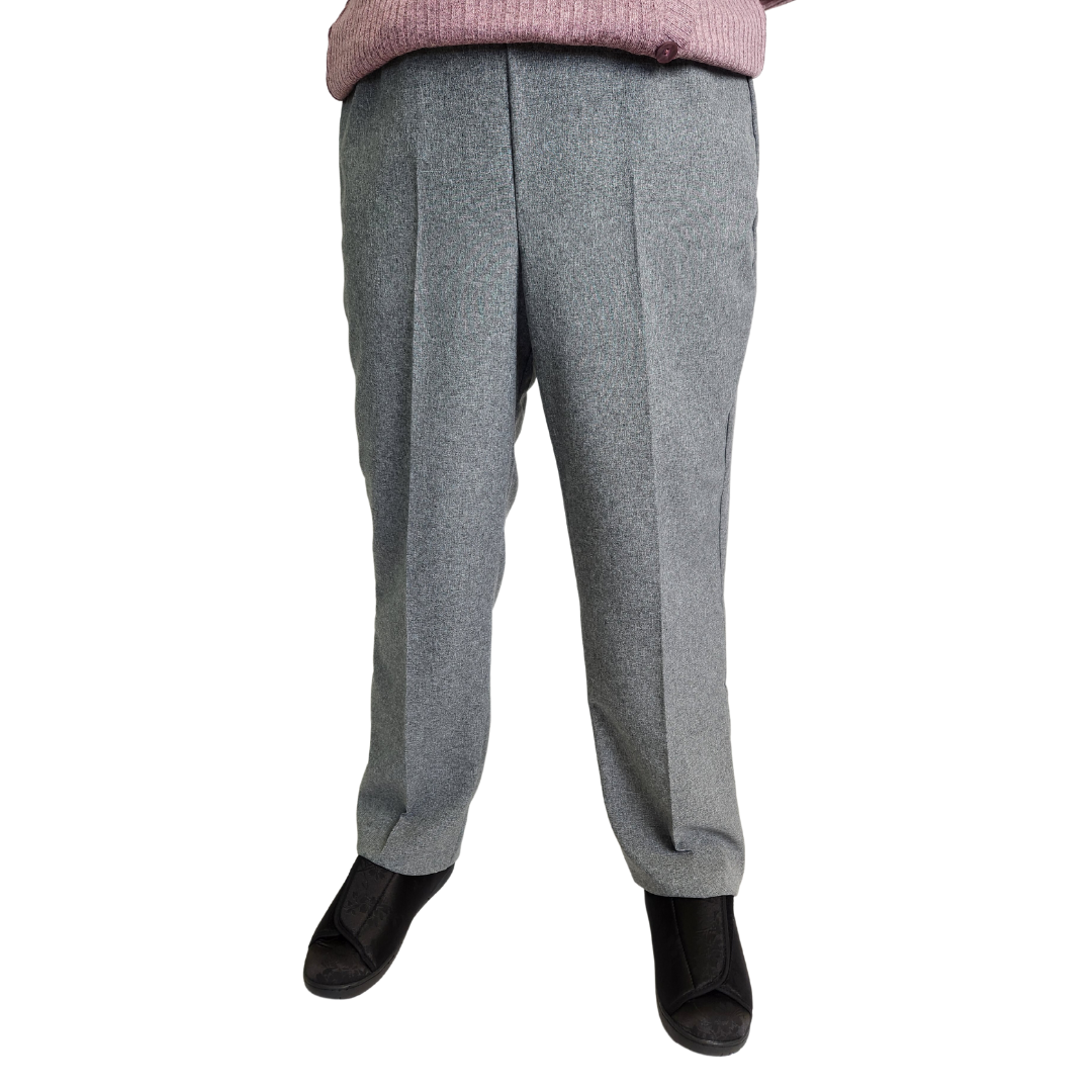 Adaptive Open Back Melange Texture Pants - Grey Mix