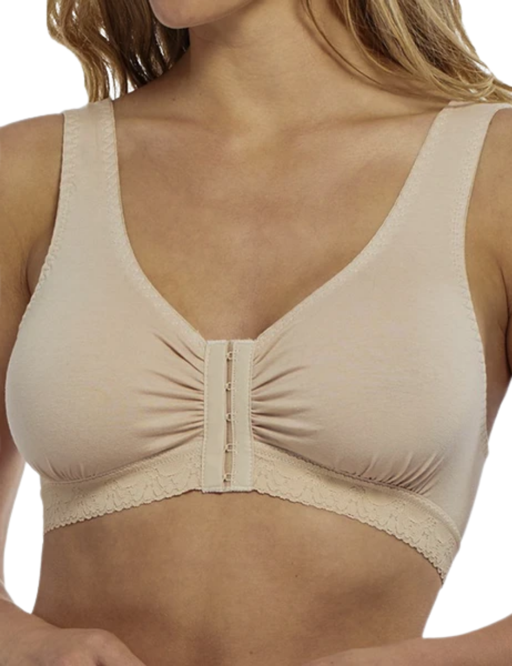 Middle-Aged Women Wirefree Bra Front Button Closeure Soft Cotton Bra for  Mom Grandma Gift Bra