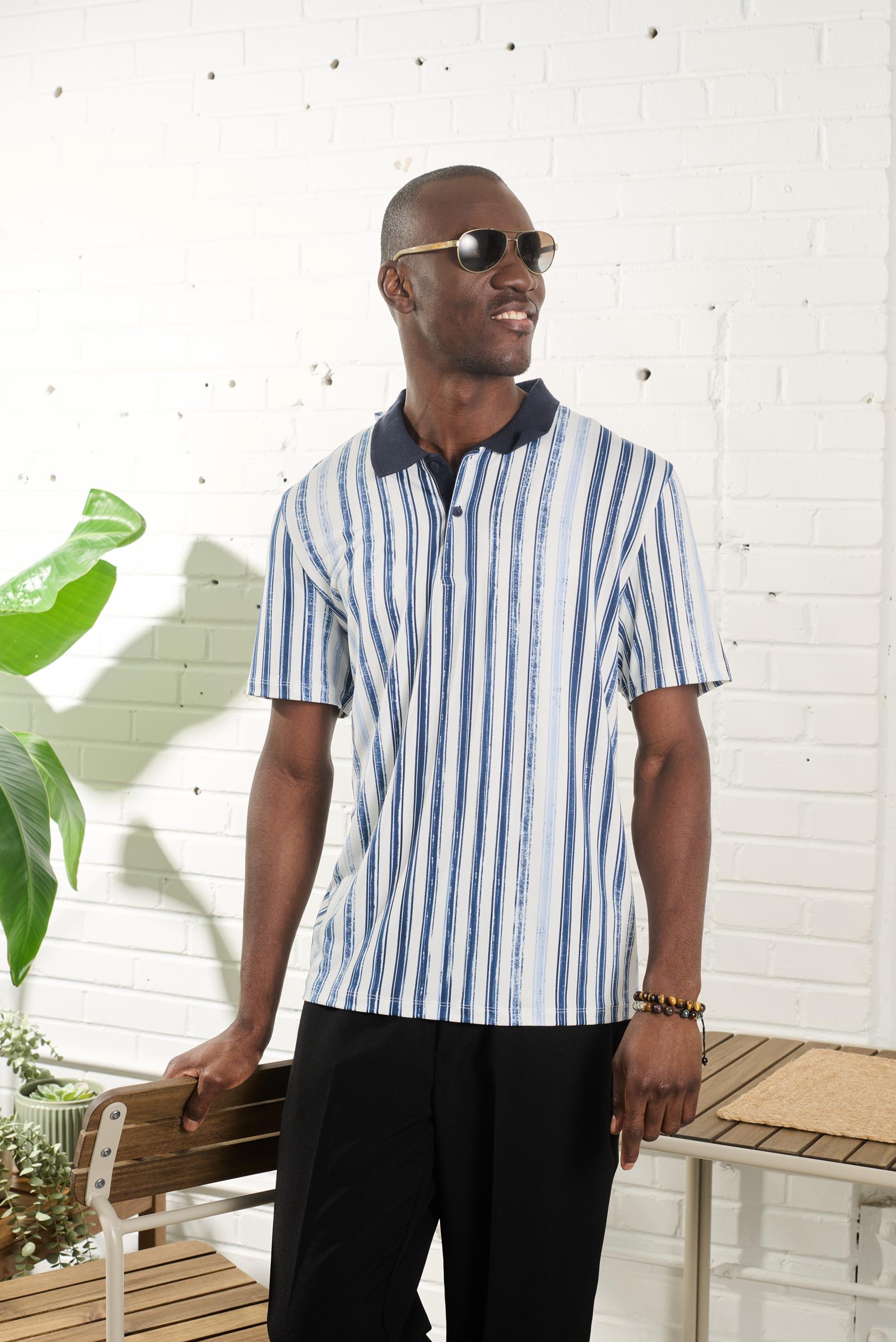 adaptive-polo-short-sleeves-strech-knit-vertical-striped-blue-navy-white