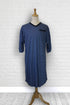 Adaptive nightshirt for men. Designed as a hospital gown, this soft knit is a blend of polyester and cotton.  Double panels prevent the garment from opening at the back. 