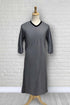 Adaptive nightshirt for men. Designed as a hospital gown, this soft knit is a blend of polyester and cotton.  Double panels prevent the garment from opening at the back. 