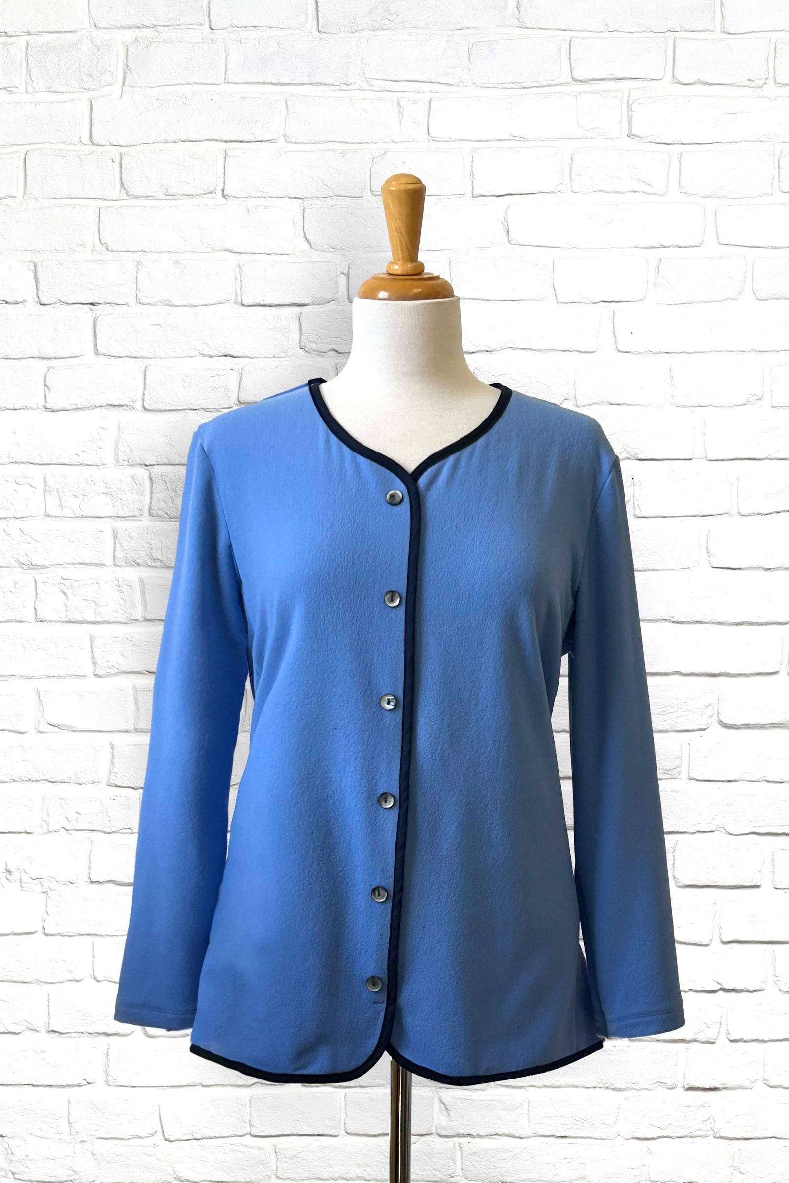 1LT310-0O118-Adaptive Top, Fake Cardigan, Long Sleeves