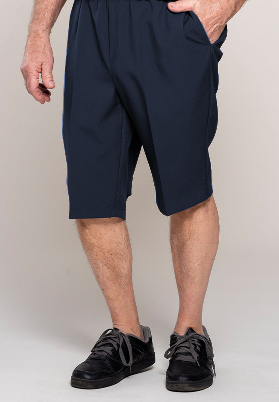 Stay cool and comfortable this summer with our adaptive bermuda shorts. Featuring large side openings with metal snaps for easy closure, these shorts are perfect for warm weather. Made with machine-washable polyester for convenience.