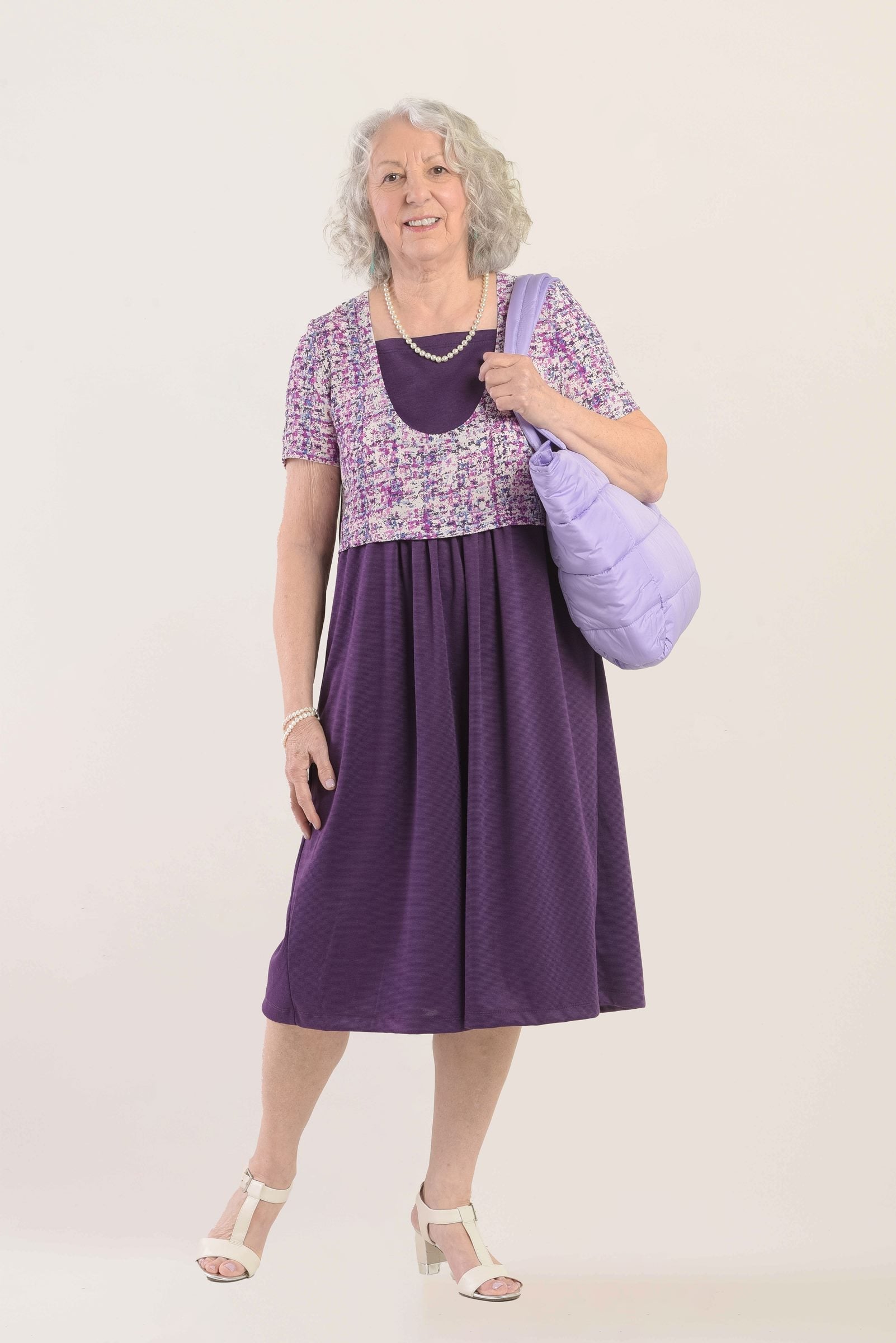 Adaptive Dress, Fake Dickey Blouse, Back Opening, Shoulder Snap Closure