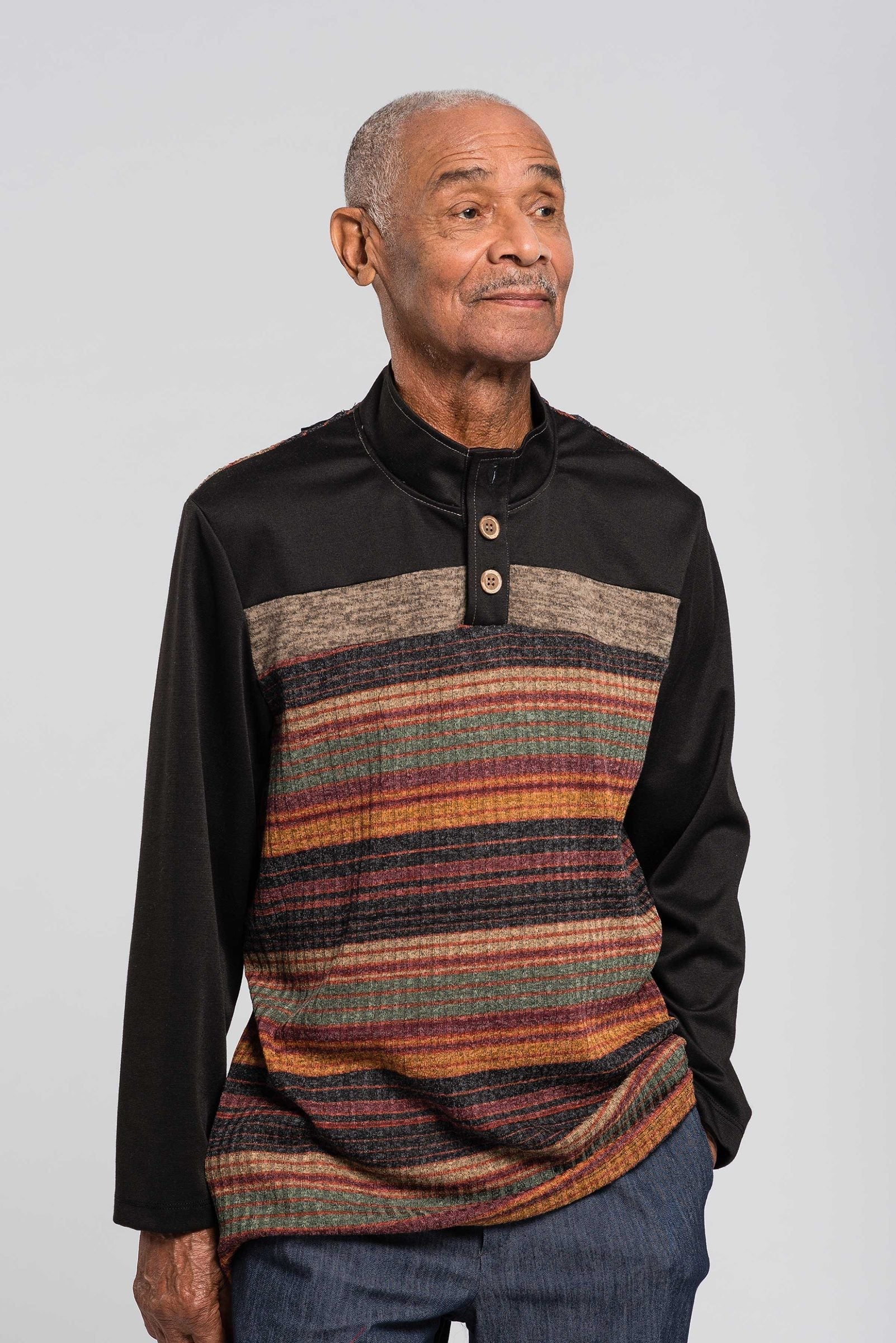 1NHT120-Adaptive Pullover, Stand-Up Collar, Long Sleeves