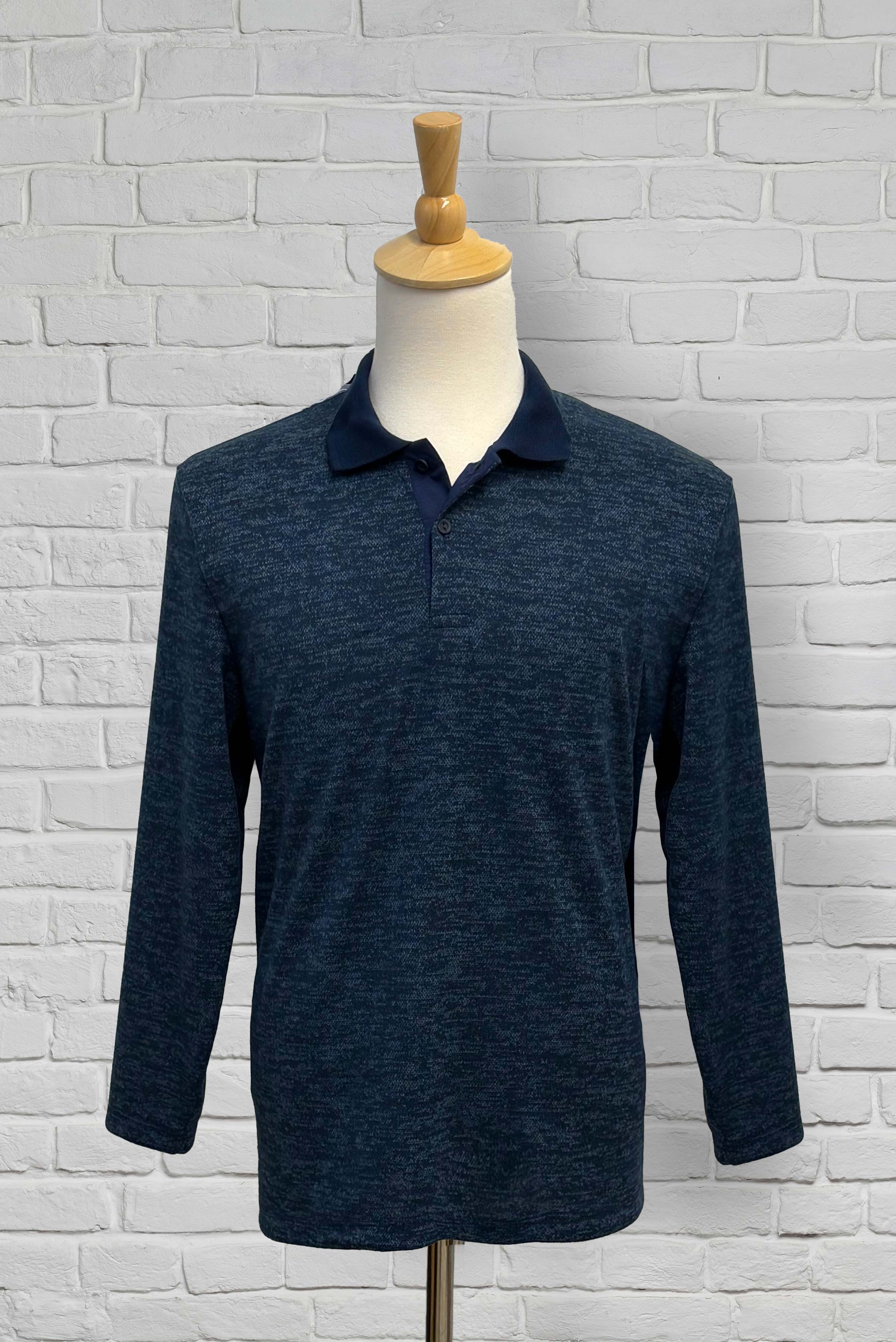 Men's Adaptive Long Sleeve Polo - Indigo Blue