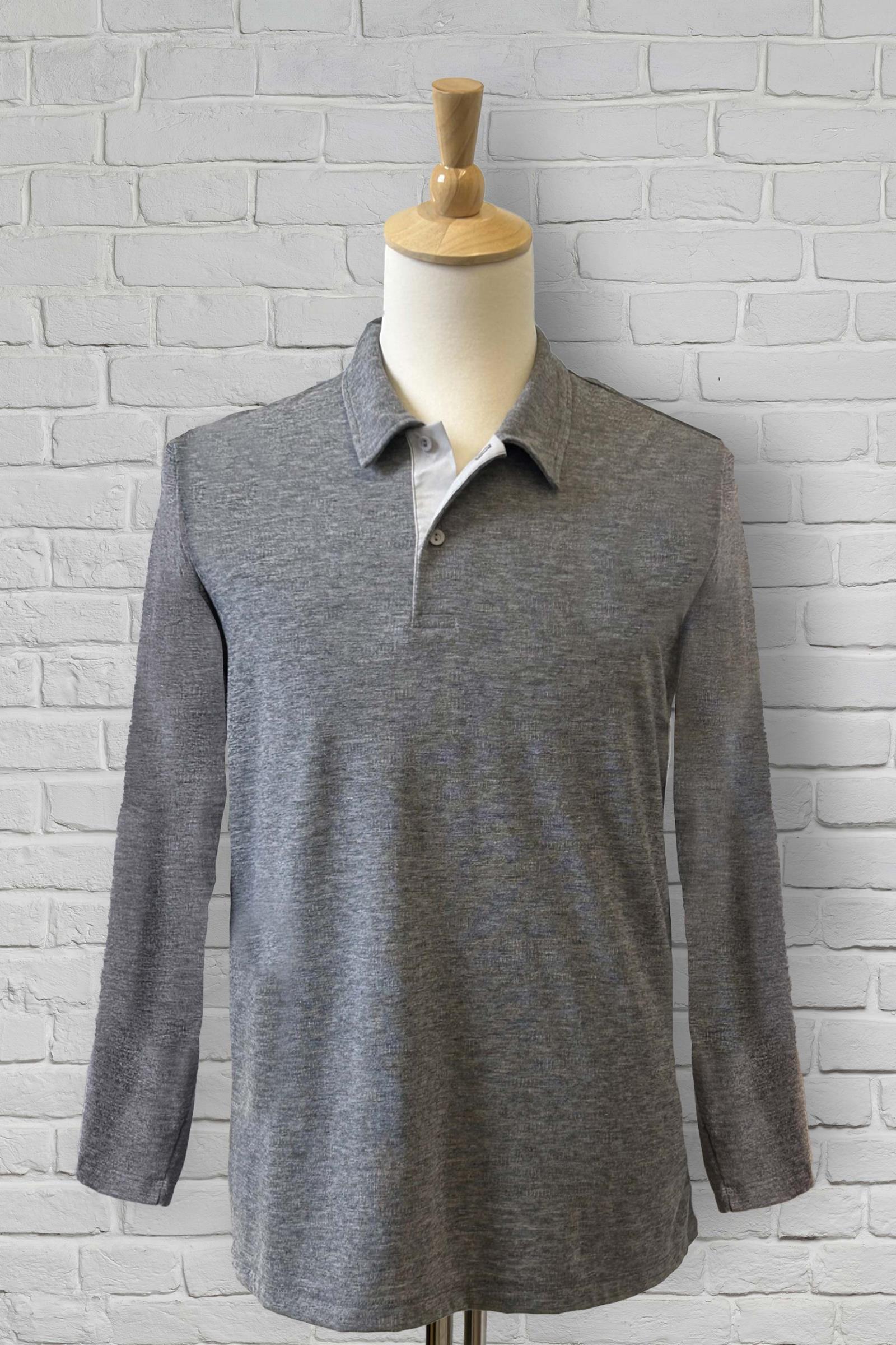 Men's Adaptive Long Sleeve Polo - Grey