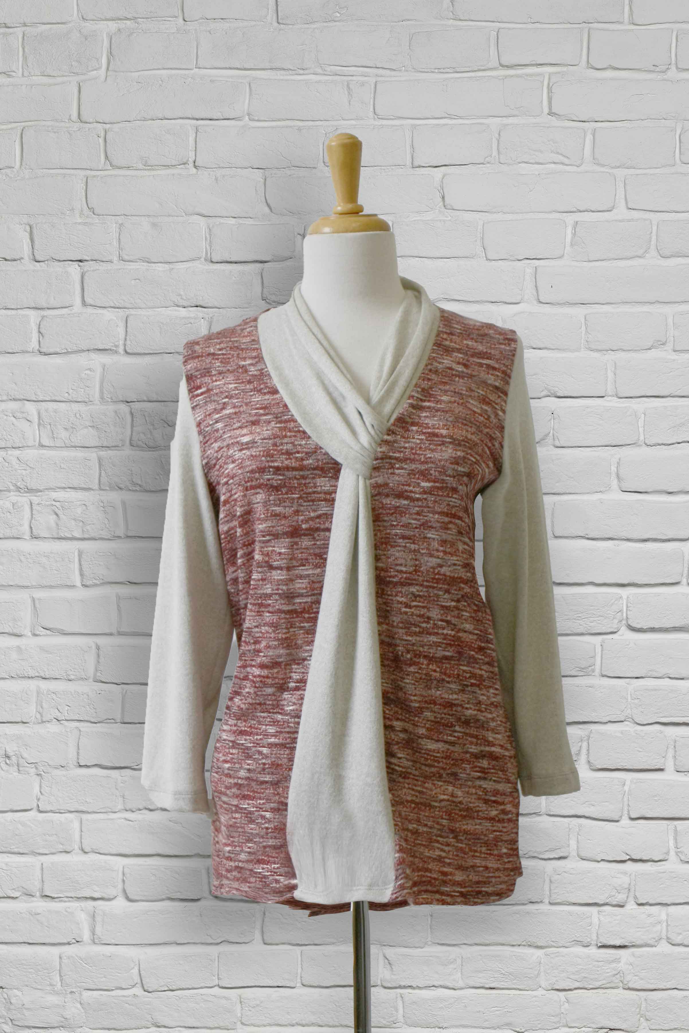 1NT329-1S601-Adaptive Top With Fake Scarf