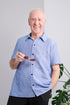 Perfect for those looking for comfort and versatility. Made with a light fabric, this short sleeve shirt offers easy movement and breathability. The solid jeans blue color adds a touch of style to any outfit. Stay comfortable and stylish with this adaptiv