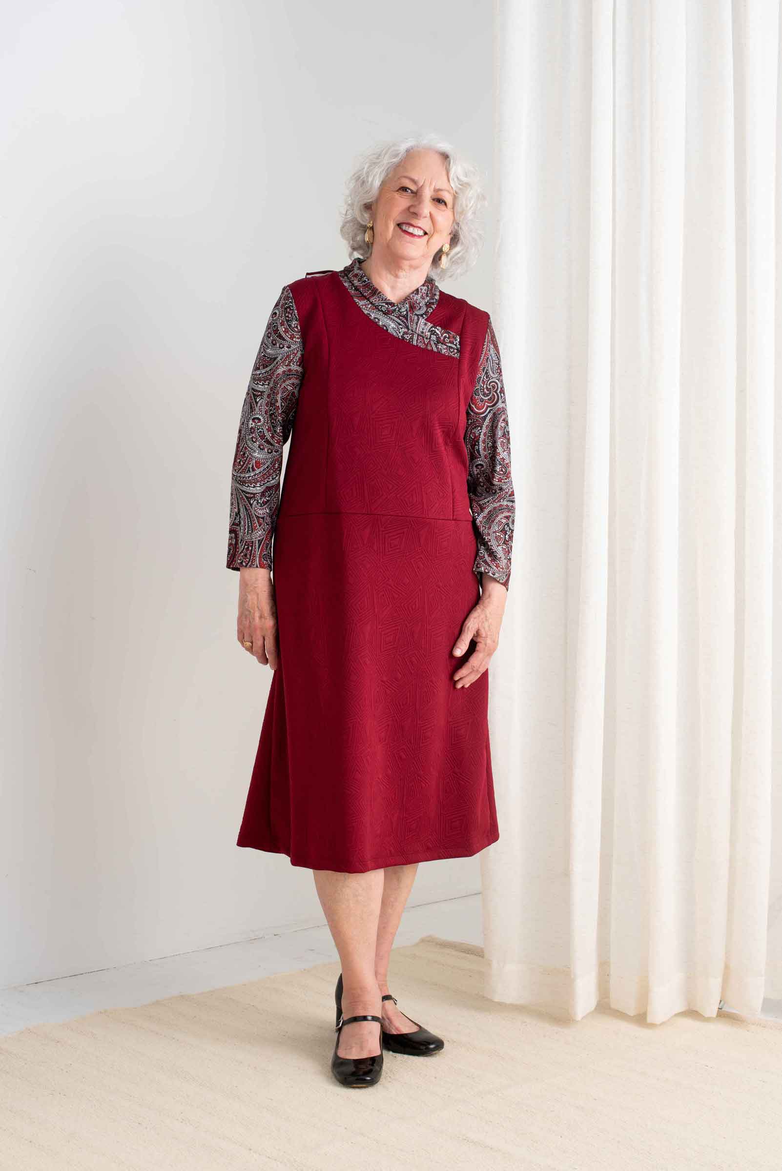 Adaptive Dress, Pinafore Style, Back Opening, Shoulder Snap Closure