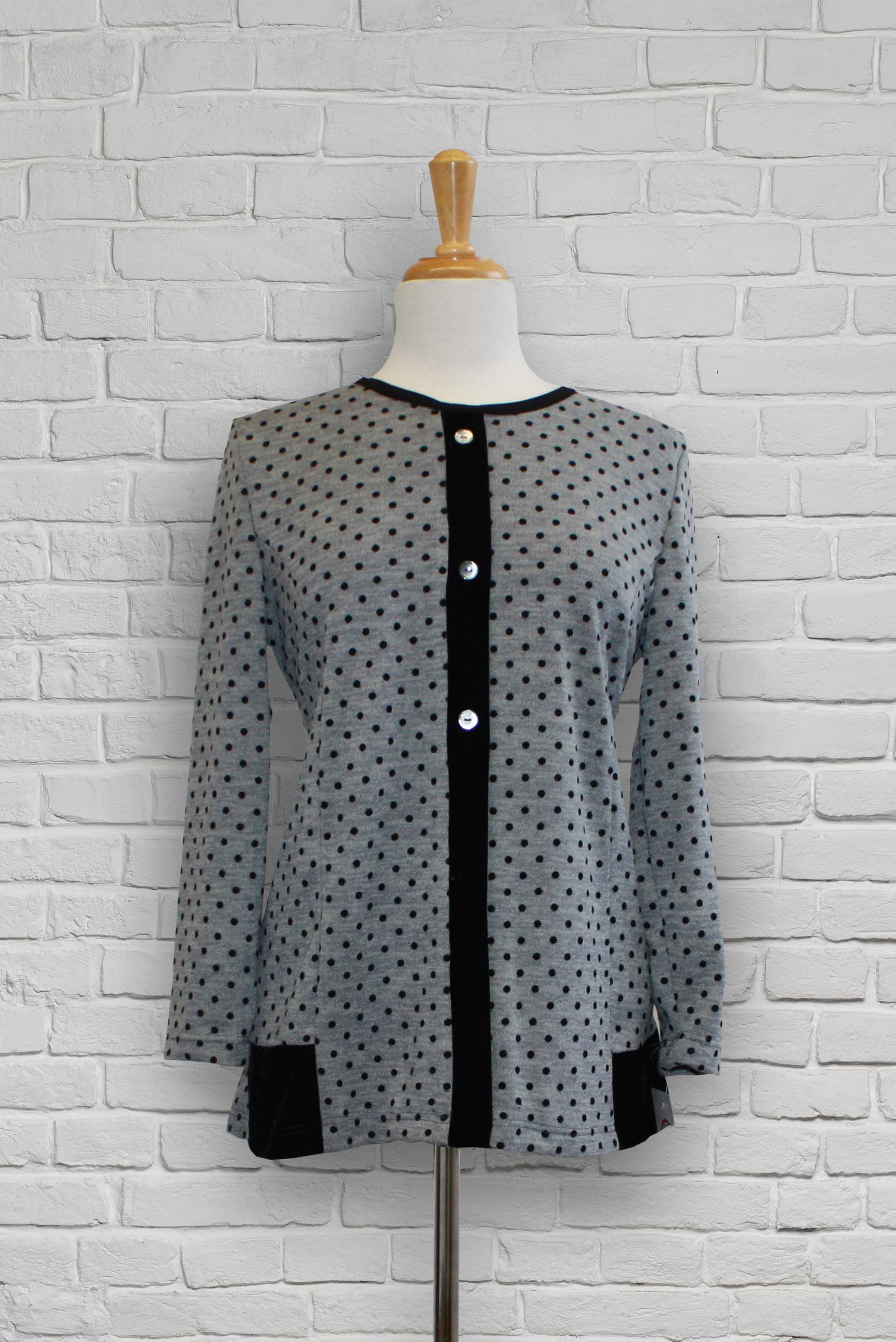 1QT348-1S107-Adaptive Top, Fake Cardigan