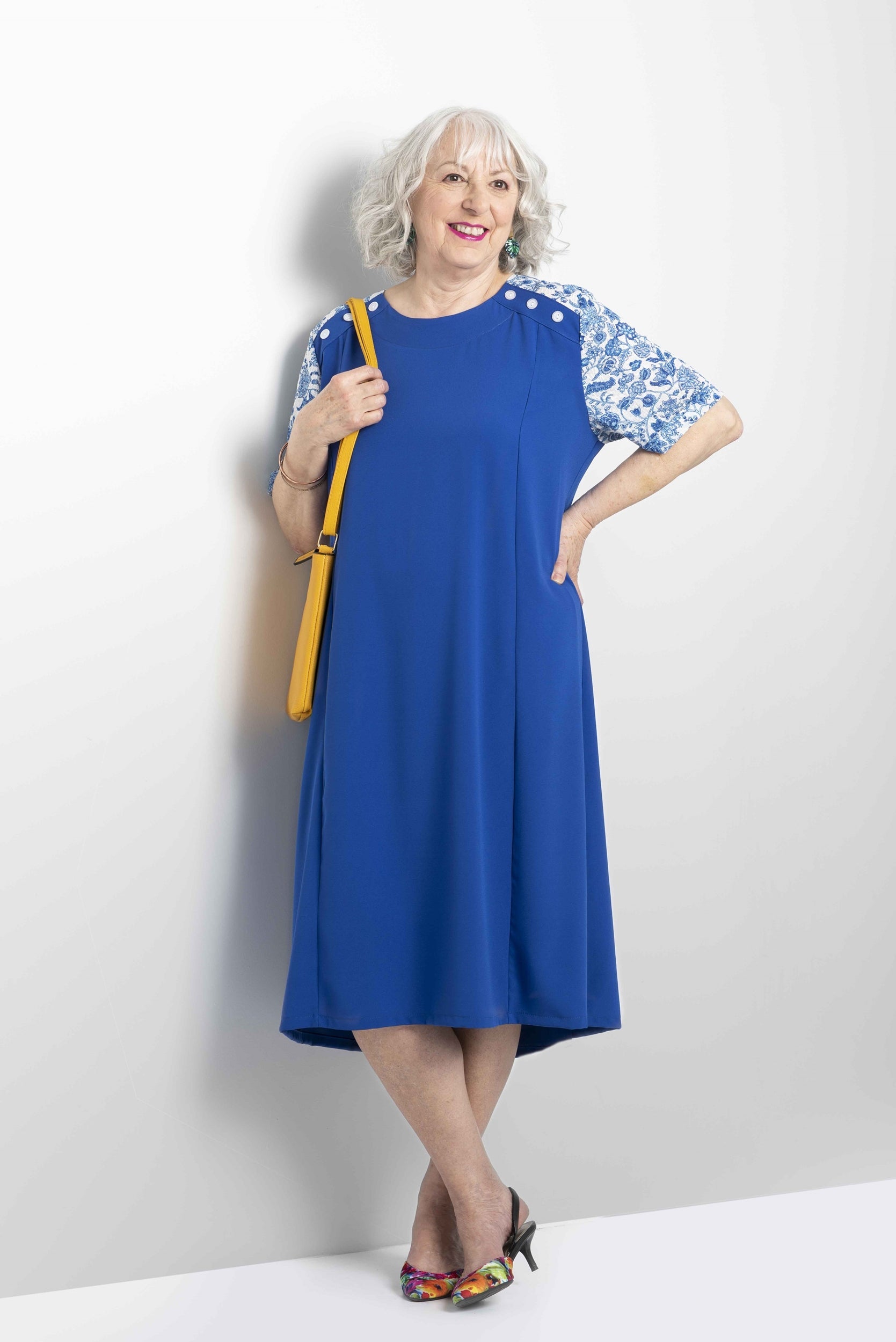 1VR807-Adaptive Dress, Combo Inserts, Pleats, 3/4 Sleeves