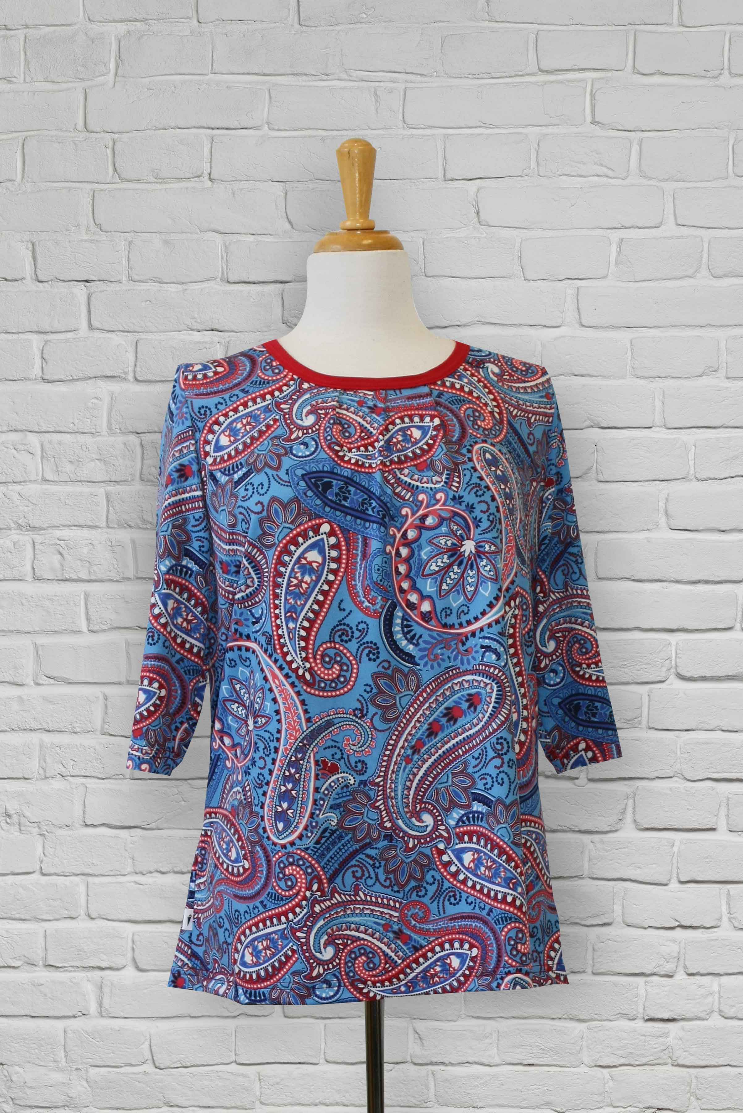 1VT374-1T122-Adaptive Top, Crew Neck With 3 Pleats