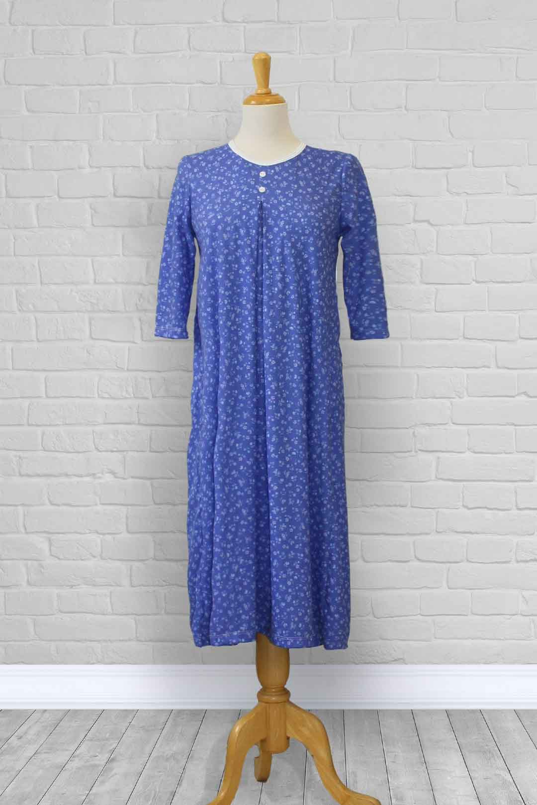 Adaptive Nightgown Open Back, Double Panels, Metal Snaps, Box Pleat