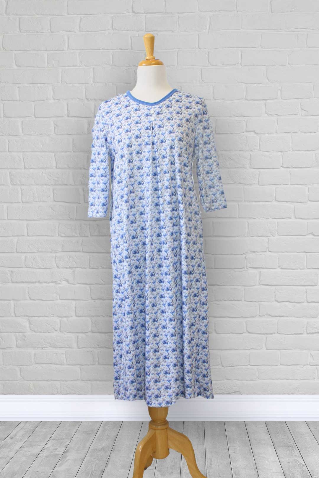 1WN130-1Y308-Adaptive Nightgown, Crew Neck, 2 Buttons