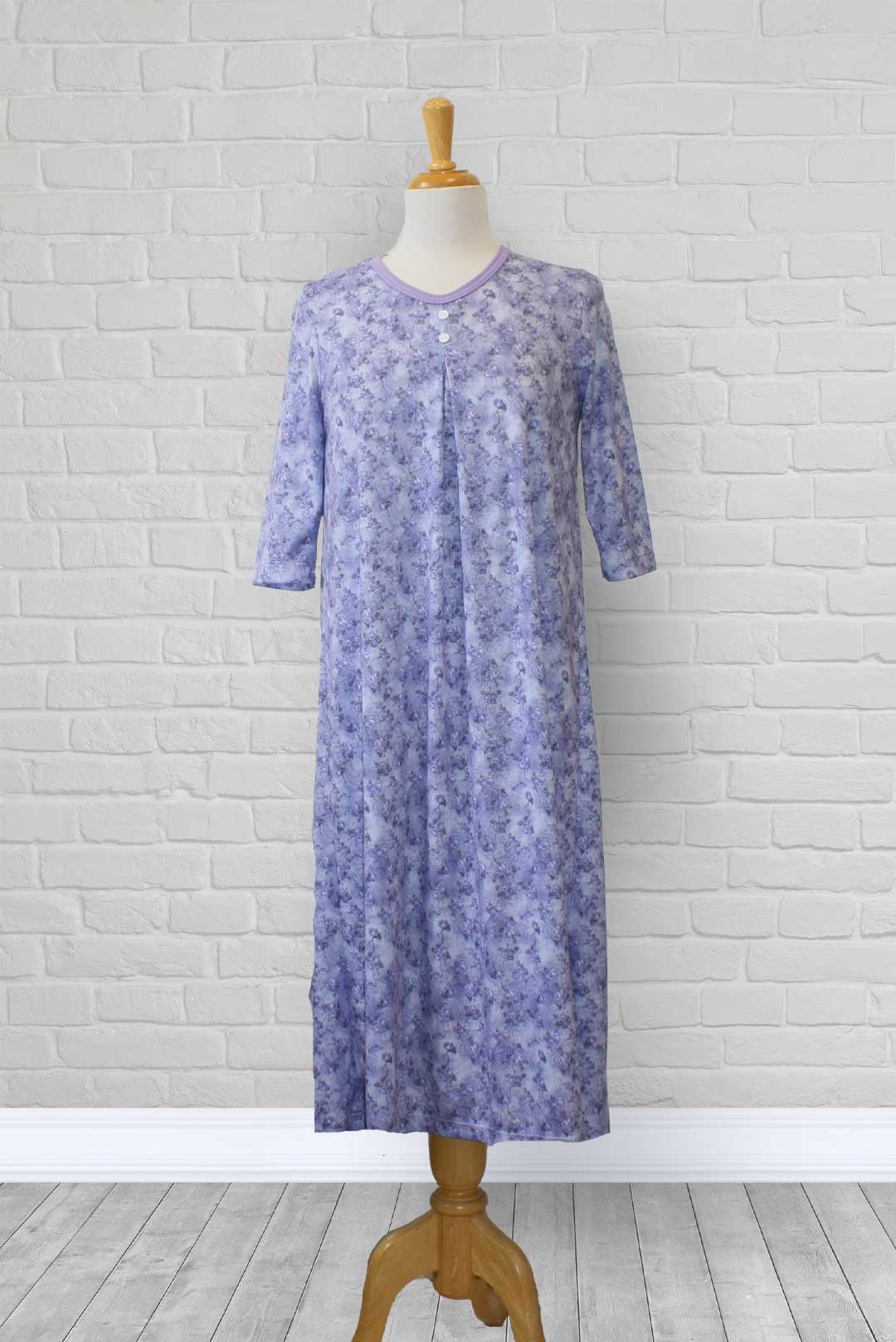 1WN130-1Y309-Adaptive Nightgown, Crew Neck, 2 Buttons