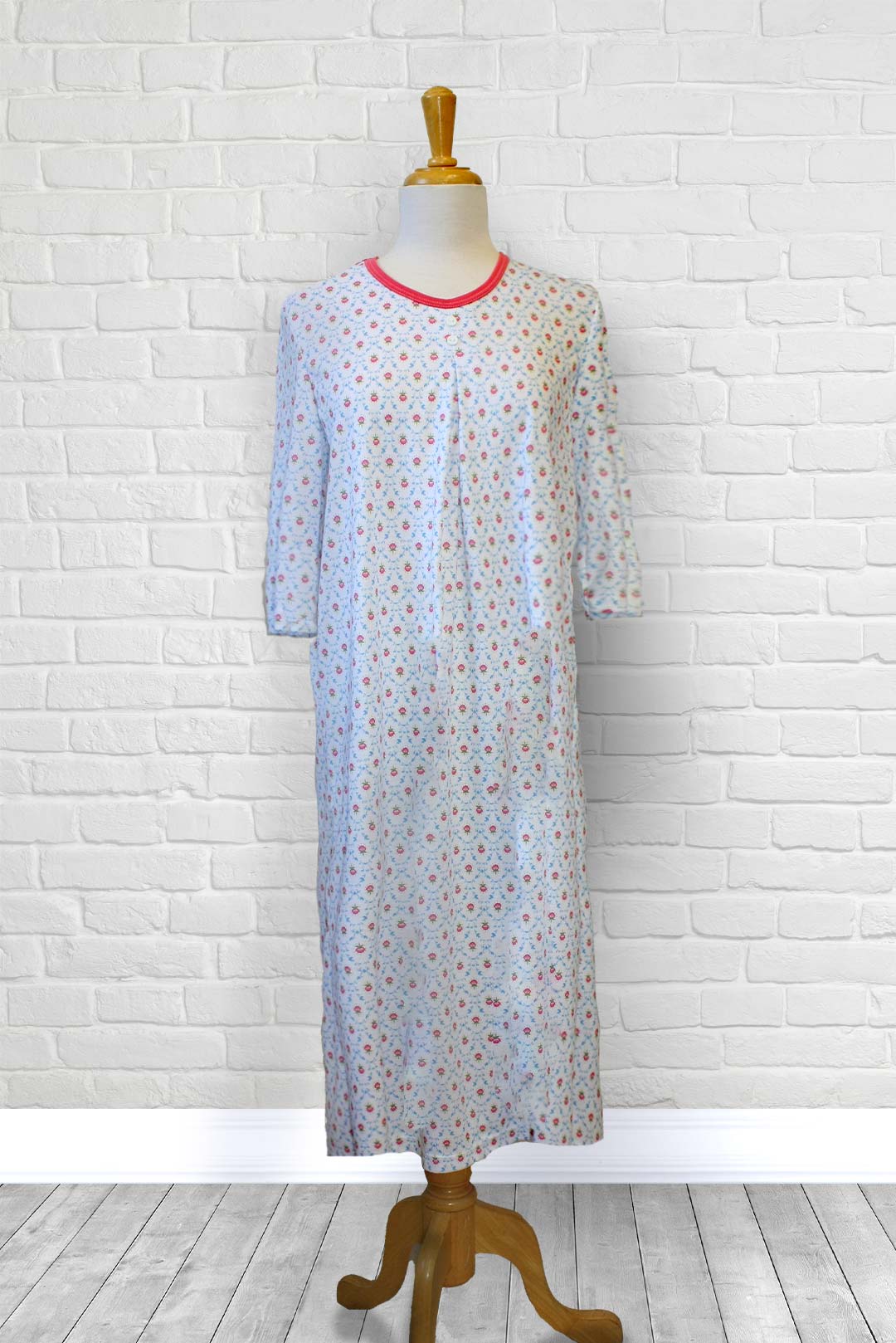 1WN130-1Z302-Adaptive Nightgown, Crew Neck, 2 Buttons