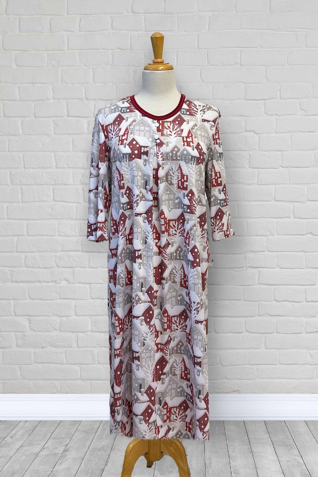 Adaptive Nightgown, Open Back, Double Panels, Metal Snaps, Box Pleat