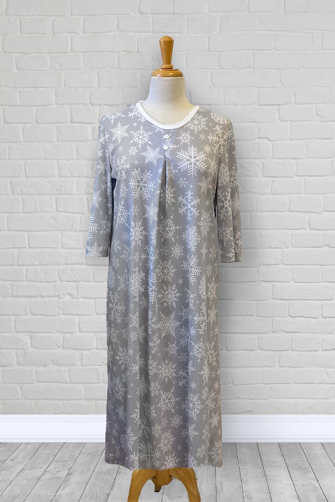 Adaptive Nightgown, Open Back, Double Panels, Metal Snaps, Box Pleat