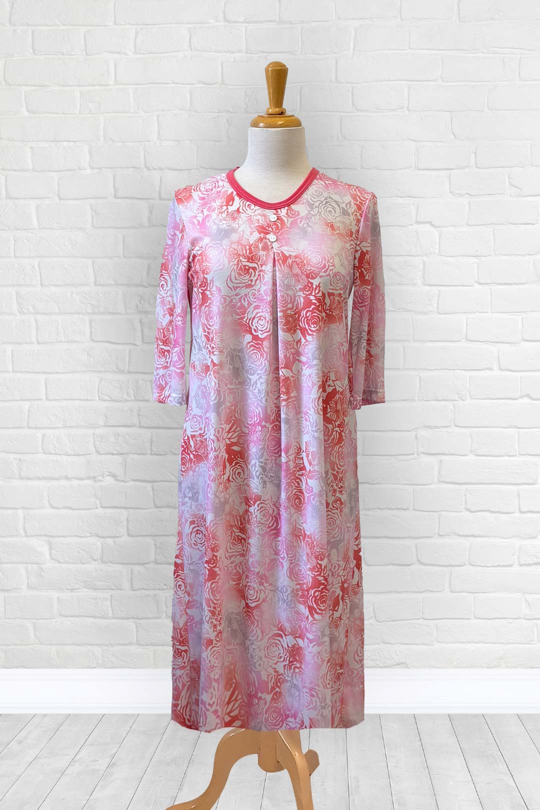 1WN130-2C307-Adaptive Nightgown, Crew Neck, 2 Buttons