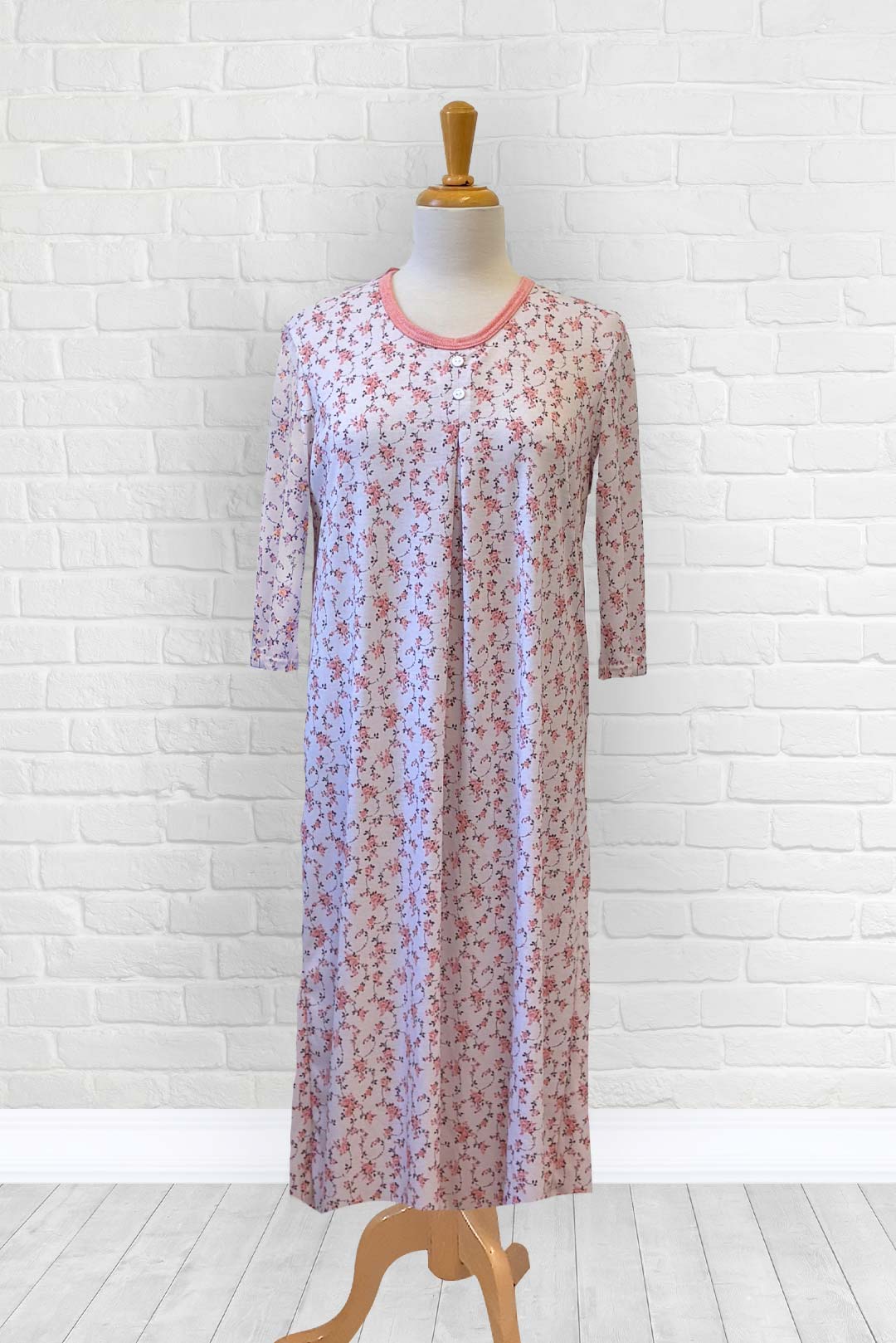 1WN130-2C310-Adaptive Nightgown, Crew Neck, 2 Buttons