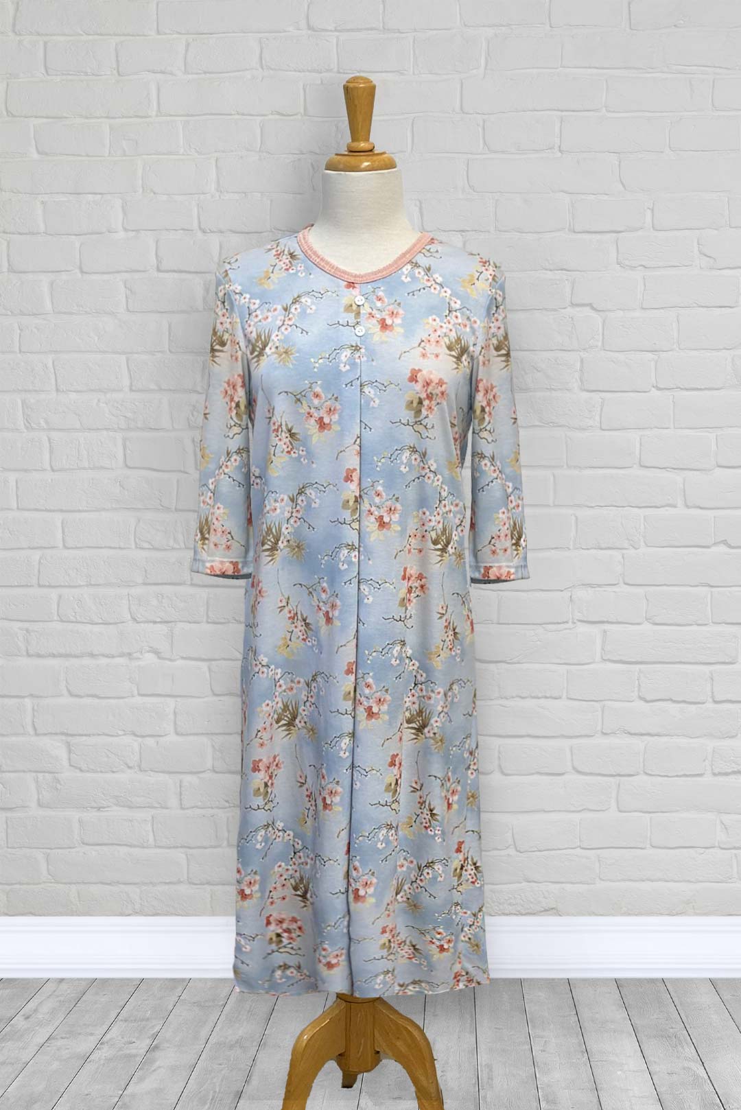 1WN130-2C318-Adaptive Nightgown, Crew Neck, 2 Buttons