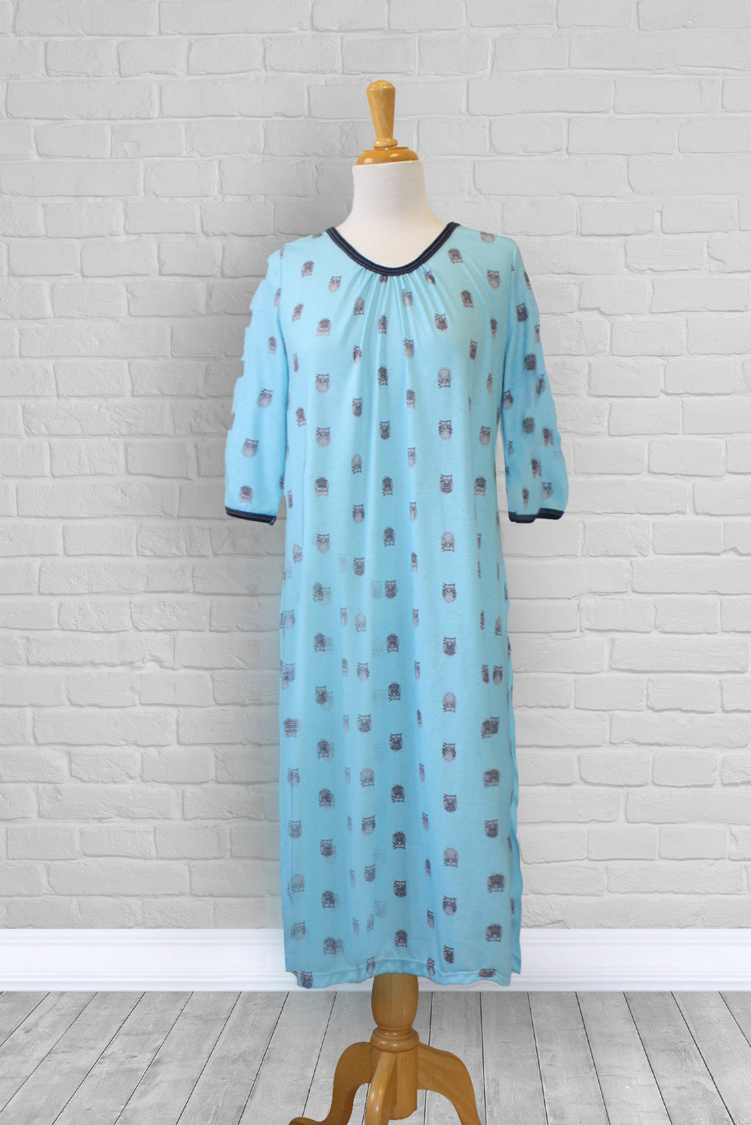 1XN131-1Y321-Adaptive Nightgown, V Neck, 3/4 Sl