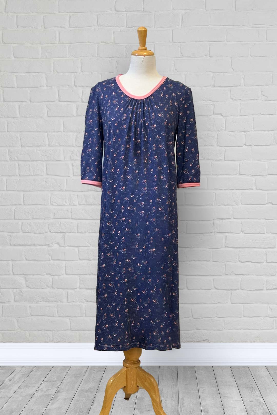 Adaptive Nightgown Open Back, Double Panels, Metal Snaps, Soft Knit Fabric
