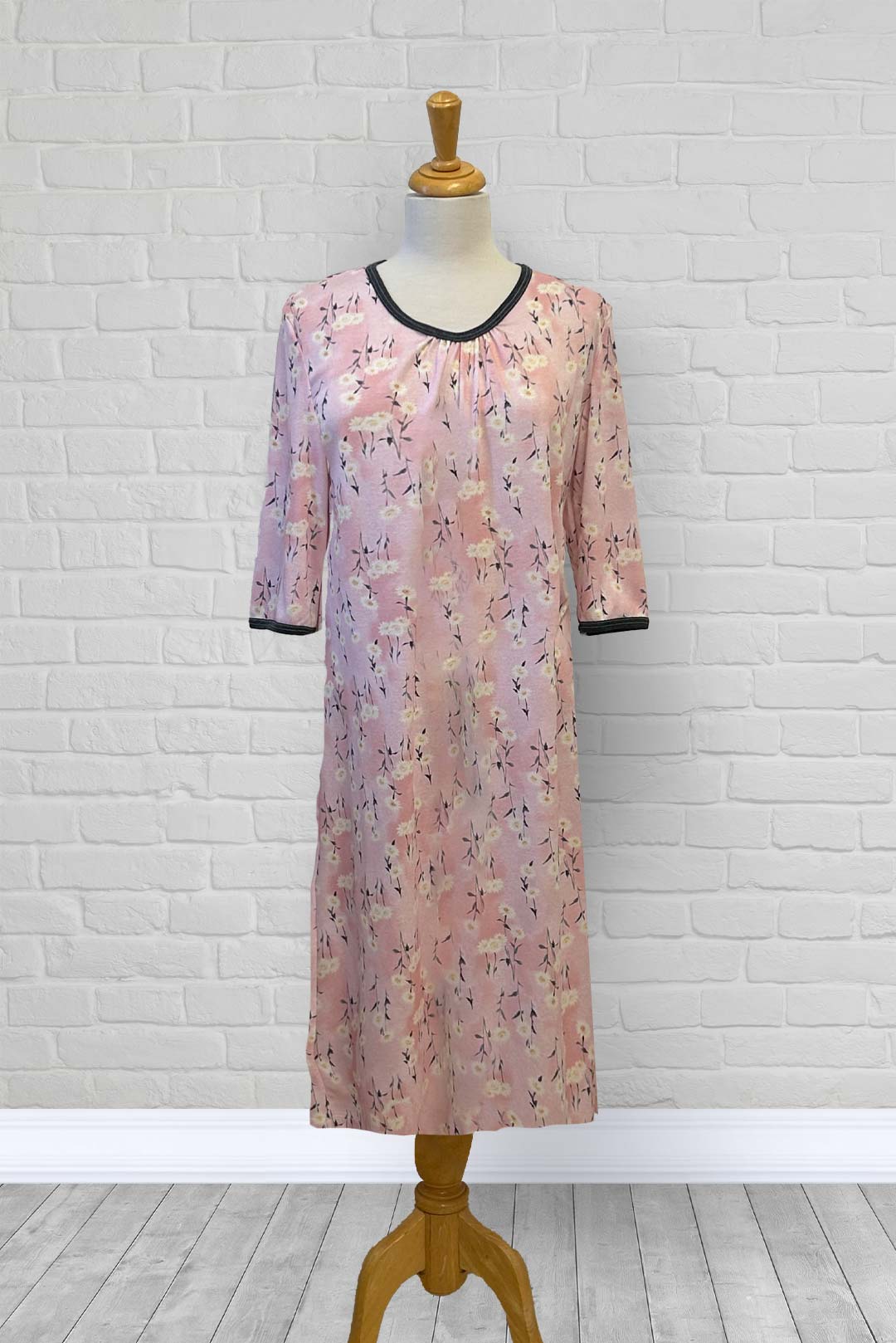 Adaptive Nightgown Open Back, Double Panels, Metal Snaps, Soft Knit Fabric