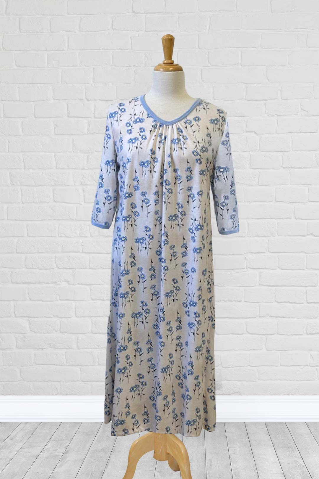 Adaptive Nightgown Open Back, Double Panels, Metal Snaps, Soft Knit Fabric