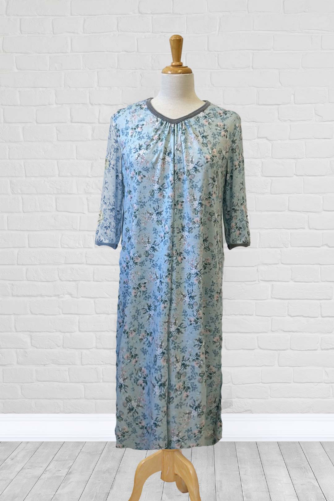 Adaptive Nightgown Open Back, Double Panels, Metal Snaps, Soft Knit Fabric