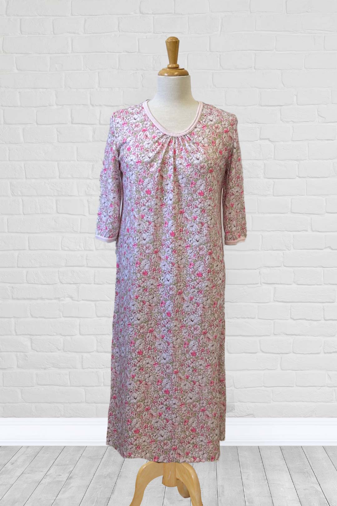 Adaptive Nightgown Open Back, Double Panels, Metal Snaps, Soft Knit Fabric