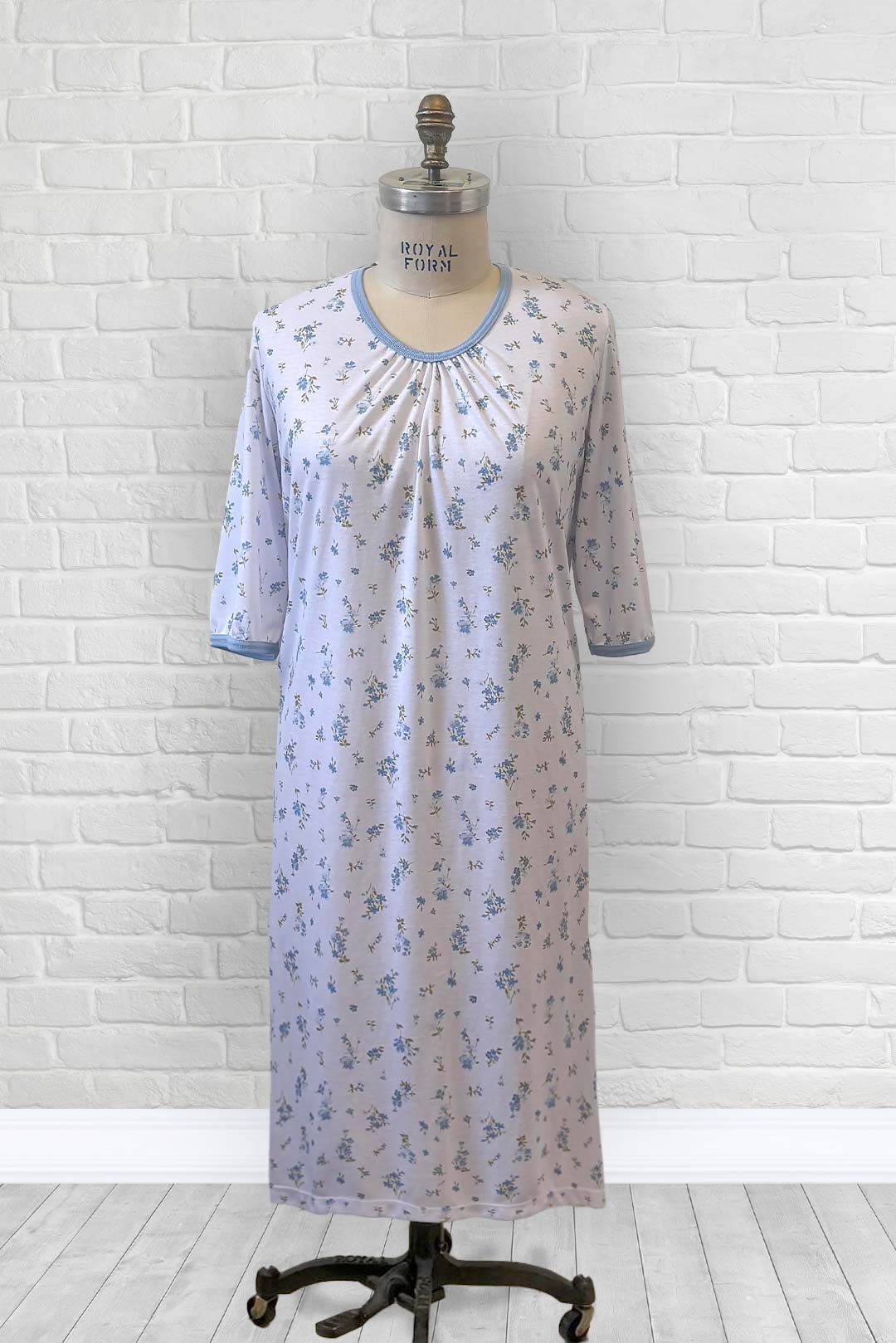 Adaptive Nightgown, V Neck - Blue