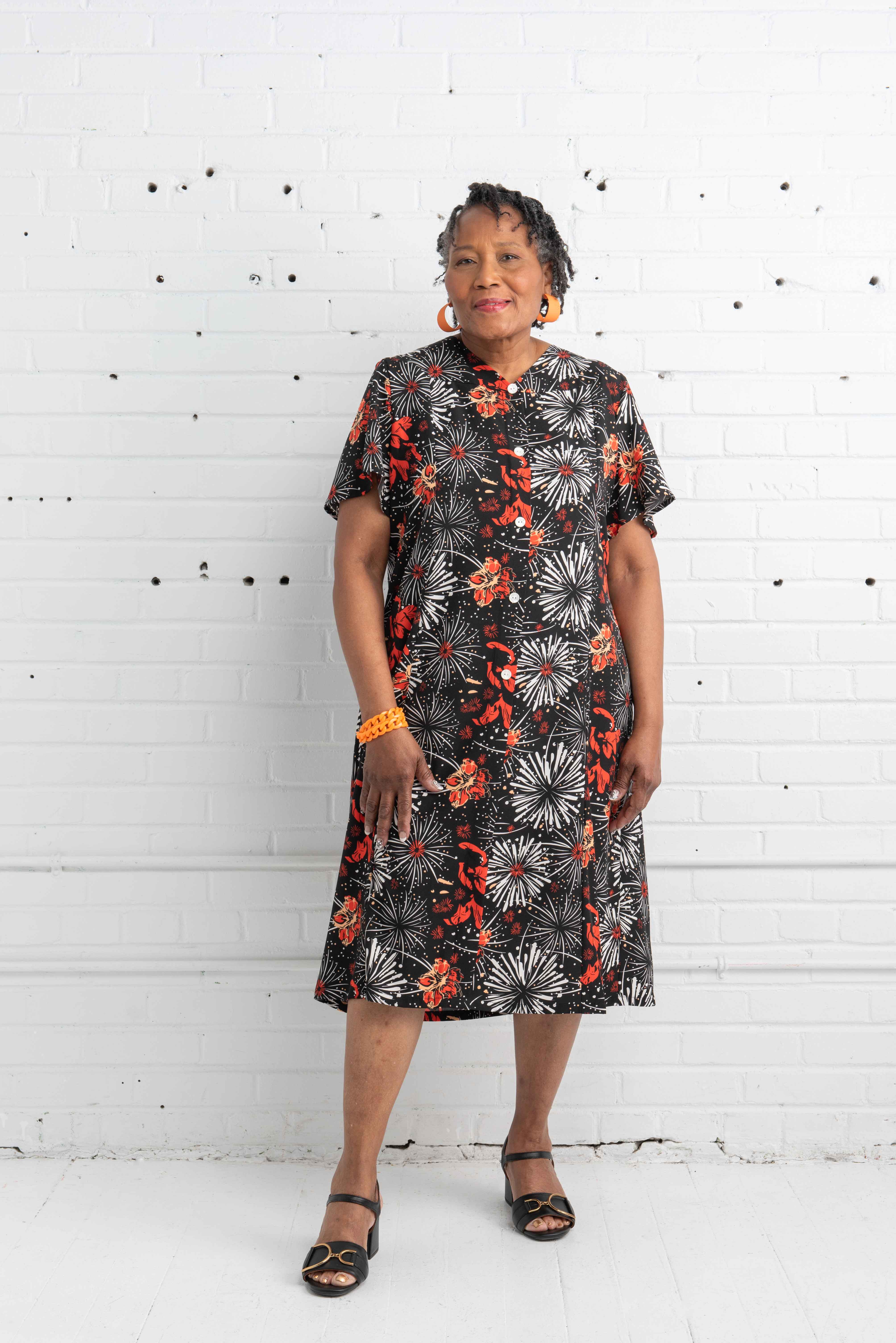 1ZR819-1Z120-Adaptive Dress With Fake Buttoning