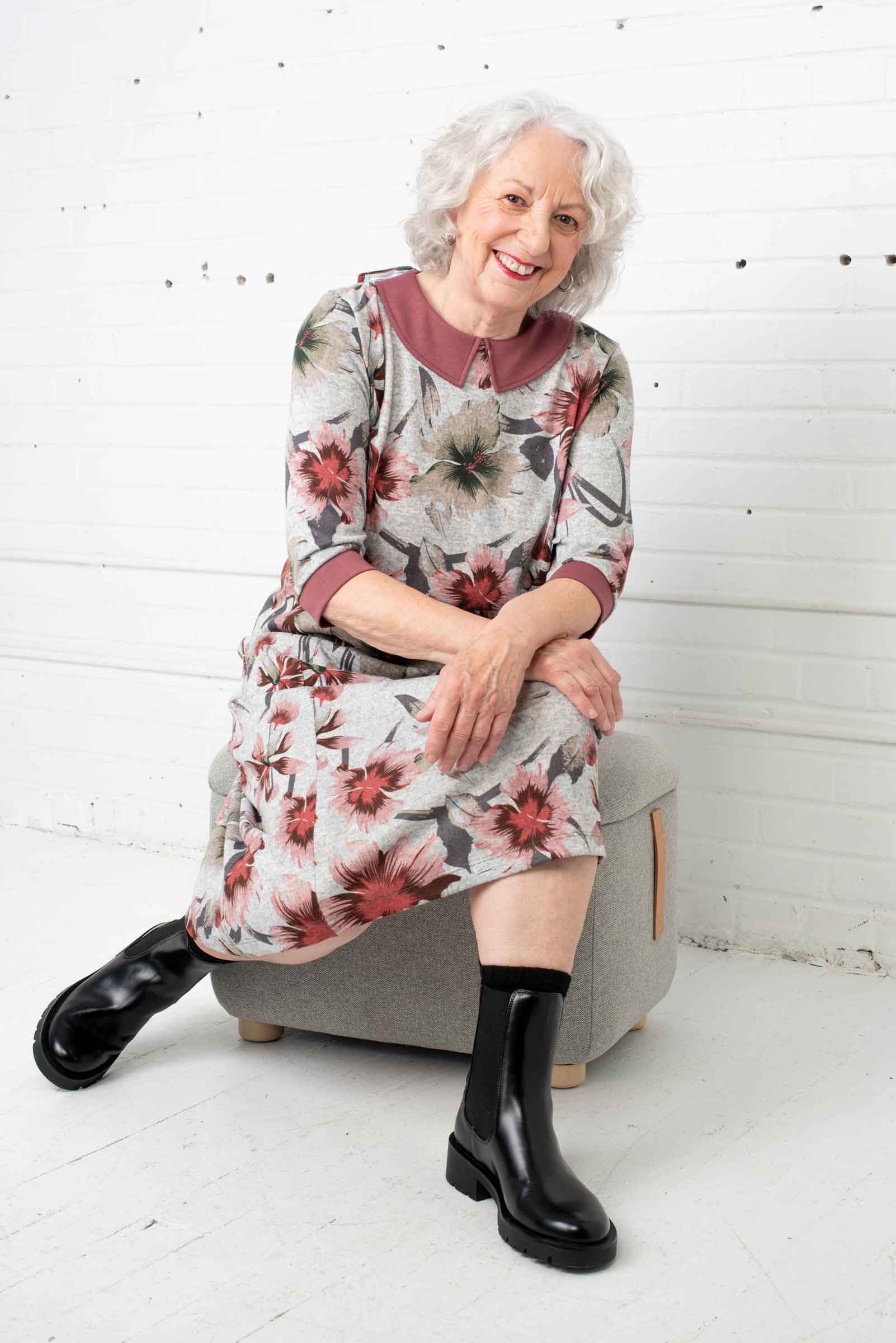 Adaptive Dress, Peter Pan Collar, 3/4 Sleeves, Soft Material, Wide Opening, Closes With A Metal Snap Button