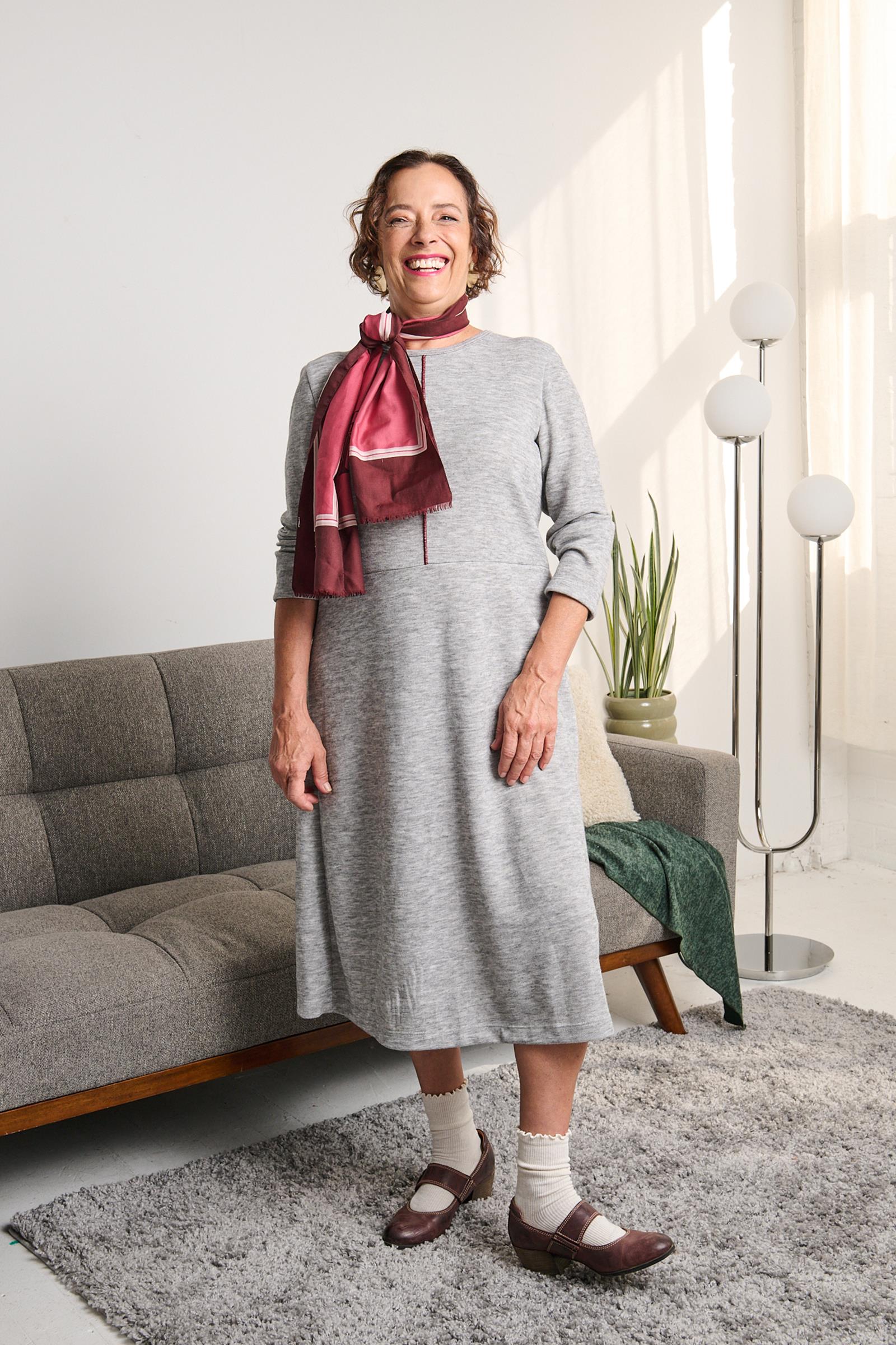 2CR830-2C602-Adaptive Dress With Crew Neck And Topstitch
