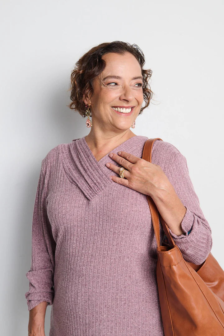 Adaptive Top with Shawl Collar - Pink