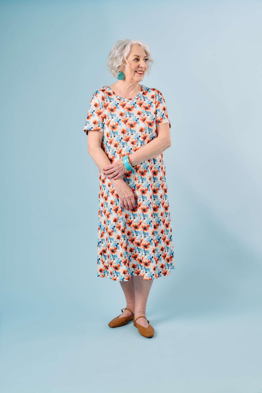 2DR831-2D139-Adaptive Dress, Round Neck, Empire Waist