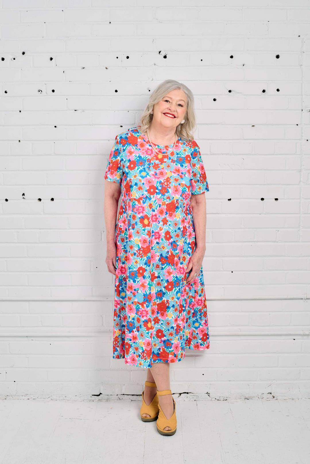 2DR831-2D143-Adaptive Dress, Round Neck, Empire Waist