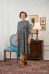 2ER834-2E115-Adaptive dress, pleating and asymmetrical cut, long sleeves