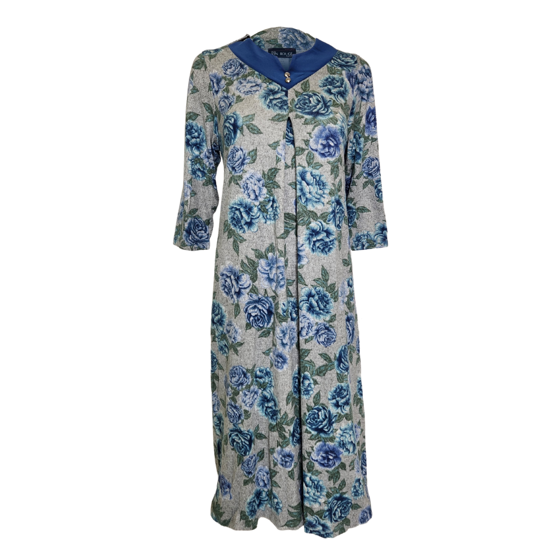 Adaptive Dress with Notched Neckline - Blue Floral – Geri Fashions