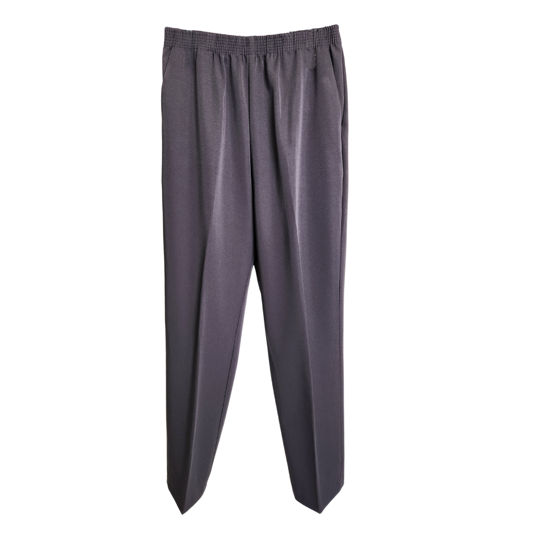 Grey elasticated waist trousers for elderly ladies. half