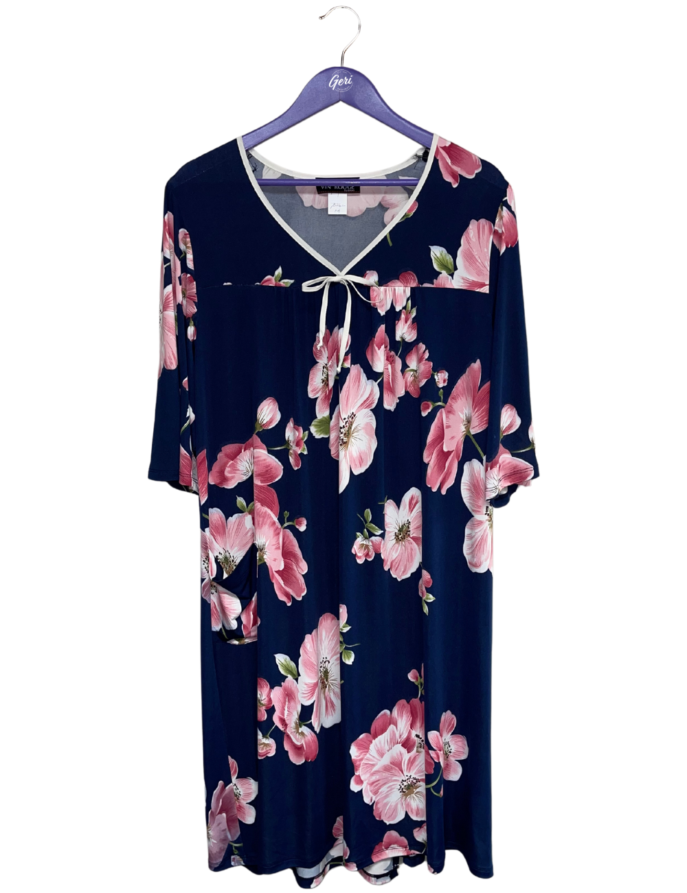 Betty Adaptive Nightgown - Navy & Pink Floral