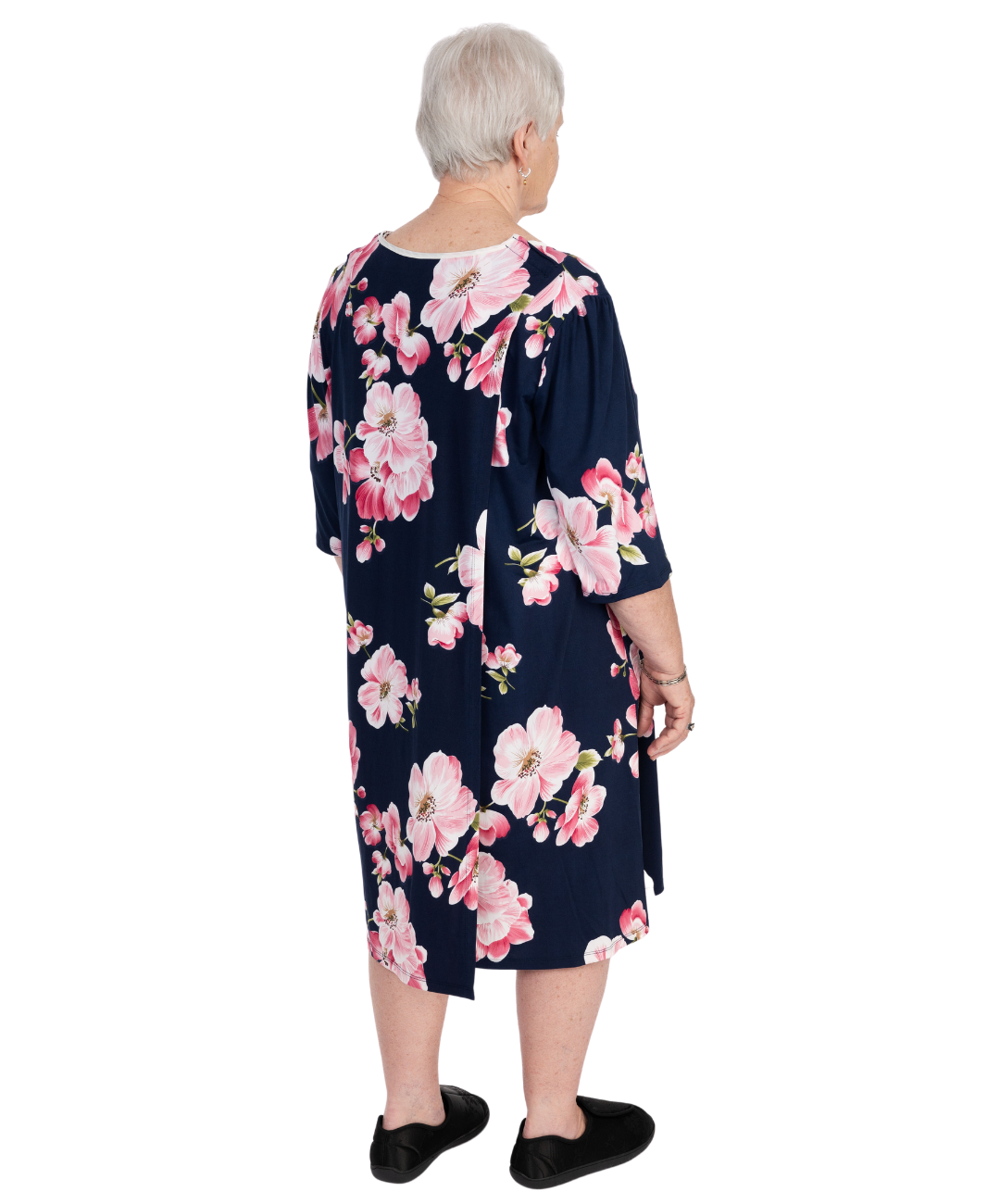 Betty Adaptive Nightgown - Navy & Pink Floral