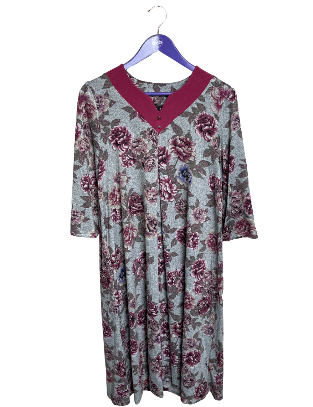 Adaptive Dress with Notched Neckline - Pink Floral