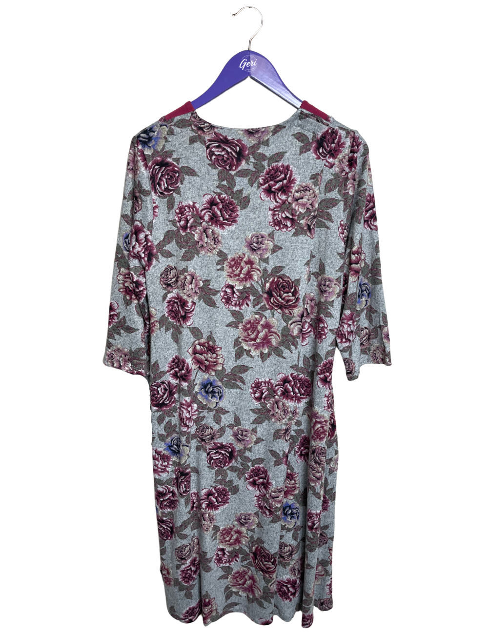 Adaptive Dress with Notched Neckline - Pink Floral – Geri Fashions